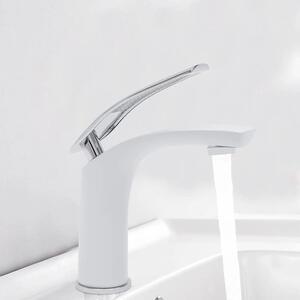 Miscelatore monocomando per lavabo – Rubinetto per bagno – Colore: bianco