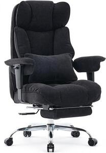 Sedia da ufficio, sedia imbottita in tessuto, ergonomica con poggiapiedi, comoda, con supporto lombare e cuscino per la nuca, resistente fino a 200 kg, sedia da scrivania regolabile in altezza