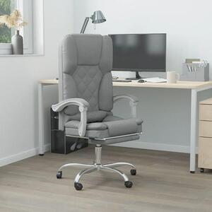 Sedia da ufficio con funzione massaggio, colore grigio chiaro. Sedia ergonomica girevole con ruote, regolabile in altezza, dotata di schienale, braccioli, supporto lombare e poggiatesta