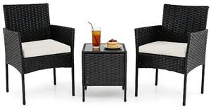 Set di mobili da giardino KOMFOTTEU, set di mobili da balcone in rattan con cuscini removibili, set lounge con 2 poltrone e tavolo, gruppo sedute per giardino, terrazza, balcone, cortile (beige)