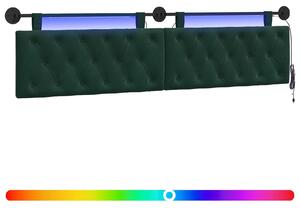 Testiera sospesa Con luce LED Verde Scuro Velluto