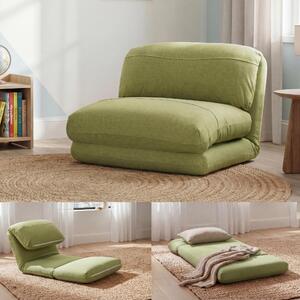 Poltrona letto HWC-E68, divano letto funzionale poltrona pieghevole reclinabile, tessuto/tessuto ~ verde