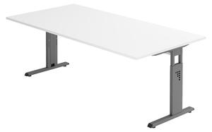 Scrivania bümö Serie-O - Decorazione: bianco, struttura: grafite, dimensioni: 200 x 100 cm