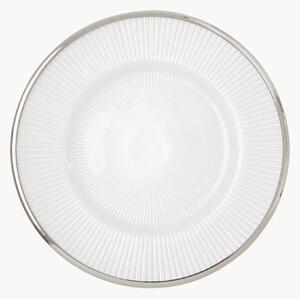 Piatto da colazione in vetro con bordo argentato Ida