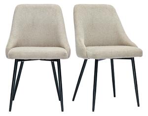 Sedie in tessuto ciniglia beige e metallo nero (set di 2) HASTA