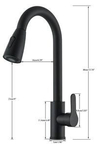 Miscelatore da cucina estraibile - Acqua calda e fredda - Girevole a 360° - Miscelatore monocomando - Installazione con un foro - Finitura nera opaca