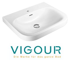 Lavabo VIGOUR DERBY 60x48 cm con foro per rubinetto e troppopieno, bianco