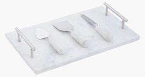 Set di 4 coltelli da formaggio con tagliere in marmo Marina