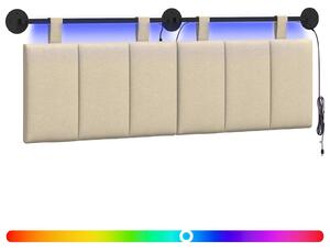 Testiera sospesa Con luce LED Crema Tessuto