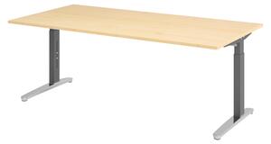 Scrivania bümö serie XB - Decorazione: acero, dimensioni: 200 x 100 cm, struttura: grafite/alluminio lucido
