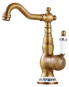 Rubinetto per lavabo in ottone con manopola in Vetroceramica, stile vintage