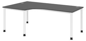 Bümö Scrivania Serie H - Finitura: grafite, Dimensioni: scrivania angolare 200 x 120 cm, Struttura: bianco