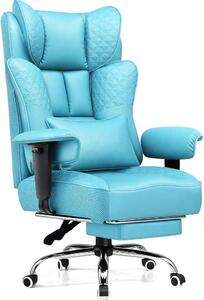 Sedia da ufficio, sedia da gaming ergonomica con poggiapiedi, sedia da direttore con capacità di peso fino a 200 kg, sedia da scrivania in ecopelle con imbottitura a molle e supporto lombare, sedia regolabile in altezza per l'ufficio domestico