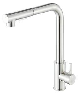 Miscelatore per cucina, rubinetto per lavello - Miscelatore da cucina estraibile - Miscelatore monocomando con acqua calda/fredda - Doccetta con 2 getti - Rotazione a 360° - Ottone con finitura nichel spazzolato