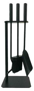 Set Camino 3 Pezzi 45x16x16 cm Scopino Paletta e Attizzatoio con Supporto Magic Nero