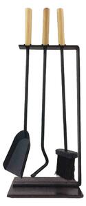 Set Camino 3 Pezzi 69x23x14 cm Scopino Paletta e Attizzatoio con Supporto Fantastic Nero/argento
