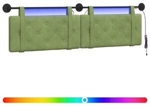 Testiera sospesa Con luce LED Verde chiaro Velluto