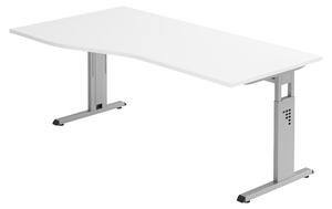Scrivania bümö Serie-O - Decorazione: bianco, struttura: argento, dimensioni: 180 x 100 cm