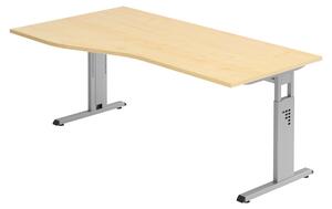 Bümö Scrivania Serie-O - Decorazione: acero, struttura: argento, dimensioni: 180 x 100 cm