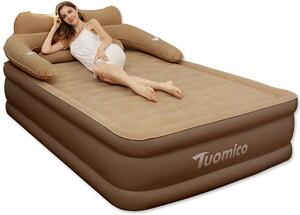 Materasso gonfiabile per 2 persone - Ideale per campeggio e come letto per ospiti - Extra alto, 48 cm - Superficie morbida e rivestita, delicata sulla pelle - Adatto per interni ed esterni - Colore marrone