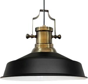 Lampada a sospensione a sospensione industriale in metallo nero, Ø40cm, E27, lampada vintage