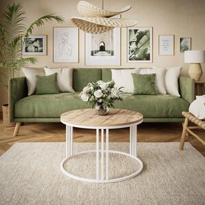 Tavolino rotondo LORI LOFT, bianco / rovere Wotan