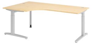 Scrivania bümö serie XB - Decorazione: acero, struttura: argento, dimensioni: scrivania angolare 200 x 120 cm
