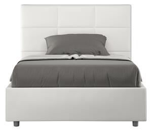 Letto 1 Piazza E Mezzo 130x200 cm Senza Rete Imbottito in Similpelle Mika Bianco