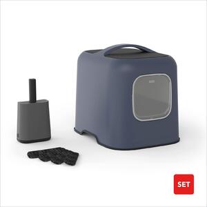 Lettiera Rotho con coperchio Bea – 51 x 39,5 x 44,3 cm – altezza ingresso 13,5 cm – lettiera con sportello e paletta – inodore e realizzata in plastica riciclata