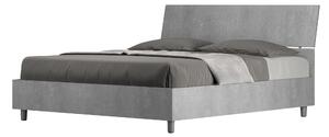 Letto Matrimoniale 160x190 cm con Rete e Contenitore Alzata Comoda Testata Inclinata Demas Cemento