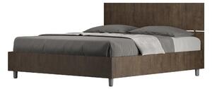 Letto Matrimoniale 160x200 cm con Rete e Contenitore Alzata Comoda Testata Dritta Demas Noce