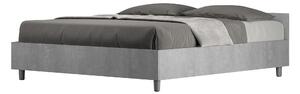 Letto Matrimoniale 160x190 cm con Rete e Contenitore Alzata Comoda Testata Bassa Nuamo Cemento