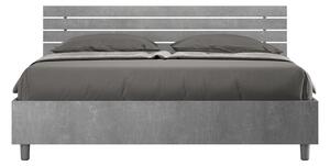 Letto Matrimoniale 160x190 cm con Rete e Contenitore Alzata Comoda Testata Dritta a Doghe Ankel Cemento