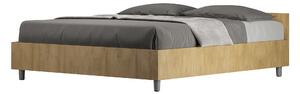 Letto Matrimoniale 160x190 cm con Rete e Contenitore Alzata Comoda Testata Bassa Nuamo Quercia