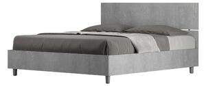 Letto Matrimoniale 160x190 cm con Rete e Contenitore Alzata Comoda Testata Dritta Demas Cemento