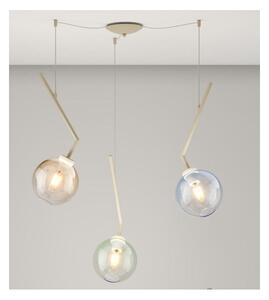L-LINE SOSPENSIONE 3 LUCI DECENTRATA SABBIA CON VETRI COLORATI LAMPADINE E27