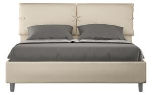 Letto Matrimoniale 160x190 cm con Rete e Contenitore con Testata e Alzata Comoda Imbottito in Similpelle Sleeper Tortora