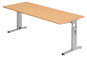 Bümö Scrivania Serie-O - Struttura: Argento, Finitura: Noce, Dimensioni: 200 x 80 cm