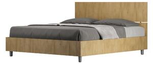 Letto Matrimoniale 160x200 cm con Rete e Contenitore Alzata Comoda Testata Dritta Demas Quercia