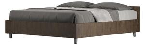 Letto Matrimoniale 160x190 cm con Rete e Contenitore Alzata Comoda Testata Bassa Nuamo Noce
