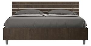 Letto Matrimoniale 160x190 cm con Rete e Contenitore Alzata Comoda Testata Dritta a Doghe Ankel Noce