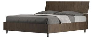 Letto Matrimoniale 160x200 cm con Rete e Contenitore Alzata Comoda Testata Inclinata Demas Noce