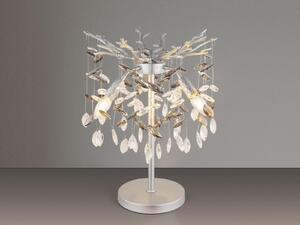 Lampada da tavolo grande fantasia argento con cristallo a 2 colori, lampada da comodino 50cm