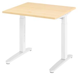 Scrivania bümö serie XB - Decorazione: acero, dimensioni: 80 x 80 cm, struttura: bianco/alluminio lucido