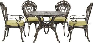 Set da giardino BELIANI, set da balcone, mobili da bistrot: 1 tavolo, 4 sedie, colore marrone scuro, alluminio, design retrò, con 4 cuscini per seduta