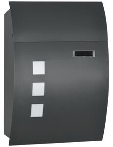 HOMCOM Cassetta Postale Ricurva in Acciaio Zincato con 3 Fessure e 2 Chiavi di Sicurezza 45x10x32 cm, Grigio|Aosom