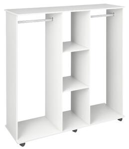 Armadio Guardaroba Aperto 120x40x128 cm 2 Aste e 3 Ripiani in Legno Ingegnerizzato Bianco