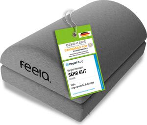 Feela.® Poggiapiedi ergonomico per scrivania & co | Utilizzabile come sgabello, poggiapiedi o poggiapiedi in ufficio | Poggiapiedi | Regolabile in altezza (grigio scuro)