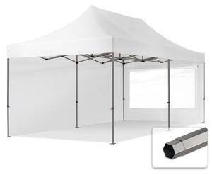 TOOLPORT 3x6m gazebo pieghevole con laterali (finestre panoramiche), PREMIUM acciaio, bianco