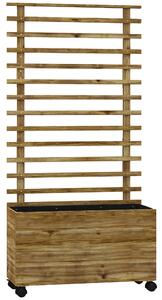 Outsunny Fioriera Verticale con 4 Ruote e Traliccio per Piante Rampicanti in Legno, 76x30x155 cm, Color Legno | Aosom Italy